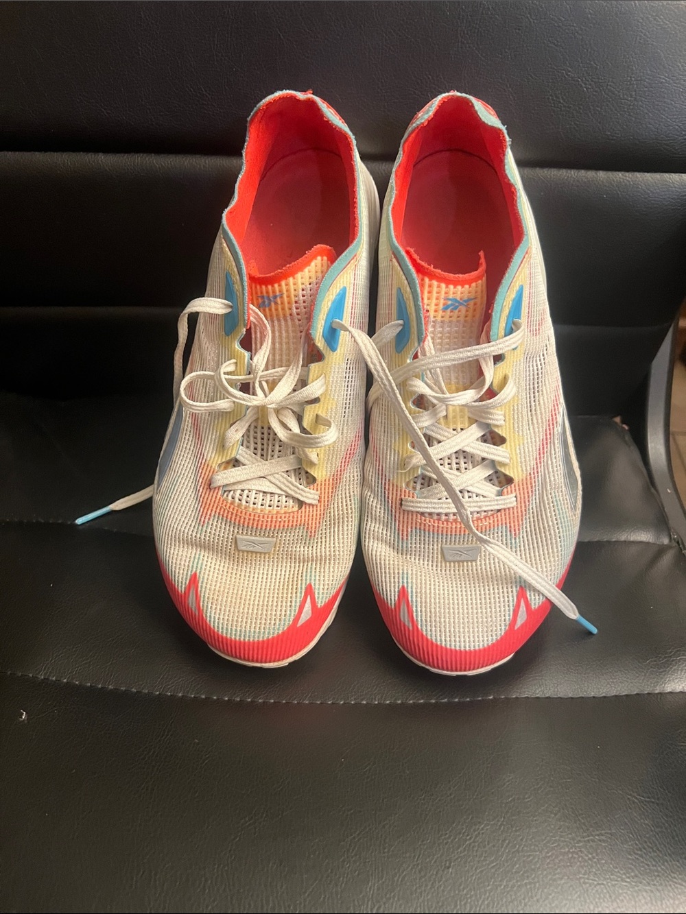 Reebok White Sneakers with Coral and Blue Accents